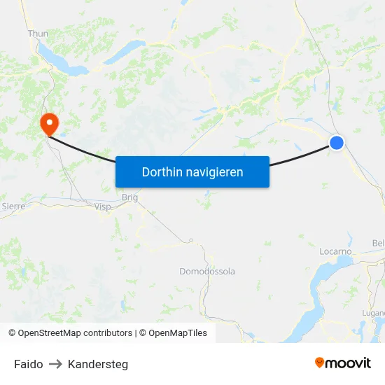 Faido to Kandersteg map