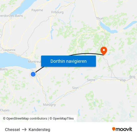 Chessel to Kandersteg map