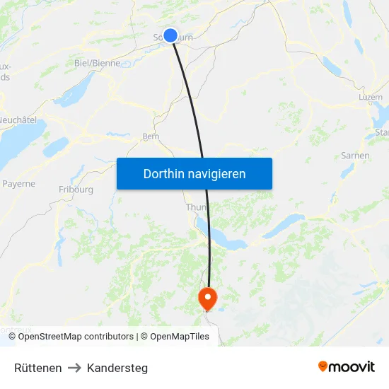 Rüttenen to Kandersteg map
