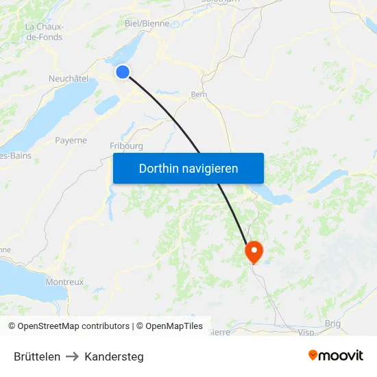 Brüttelen to Kandersteg map