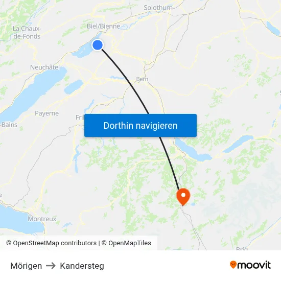 Mörigen to Kandersteg map