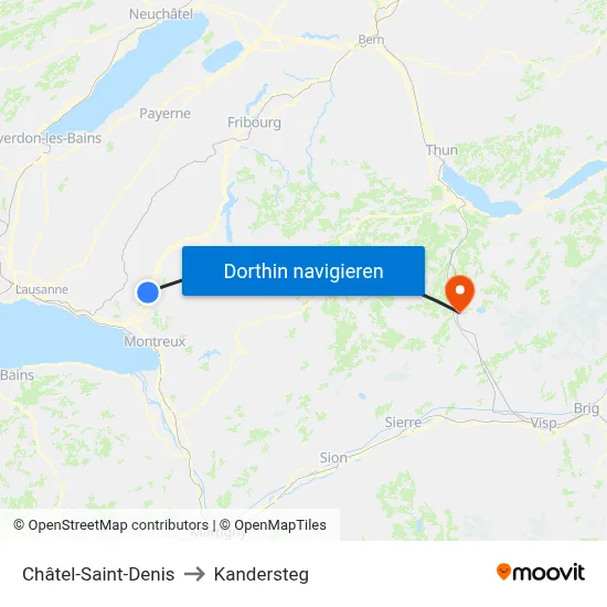 Châtel-Saint-Denis to Kandersteg map