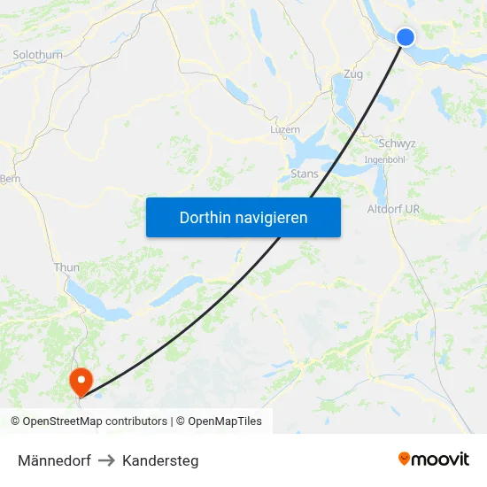 Männedorf to Kandersteg map
