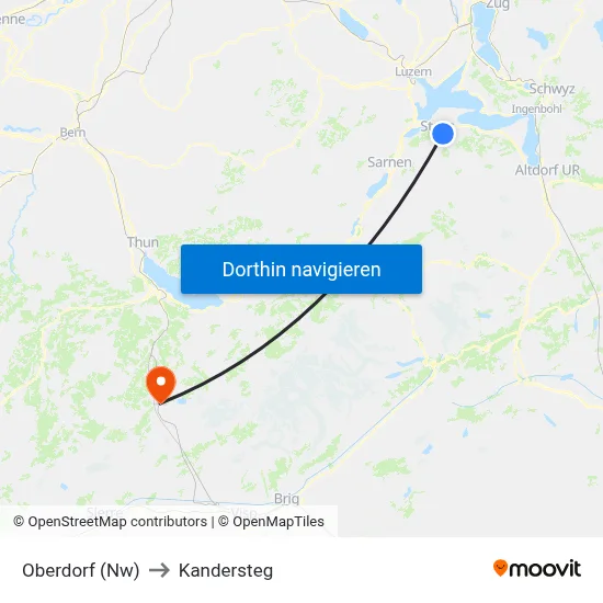 Oberdorf (Nw) to Kandersteg map