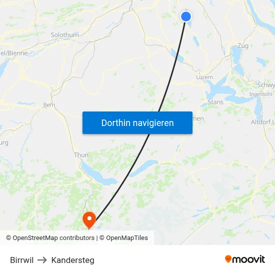 Birrwil to Kandersteg map
