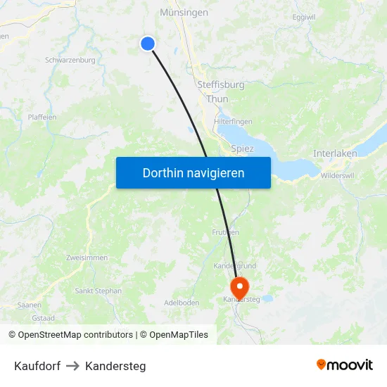 Kaufdorf to Kandersteg map