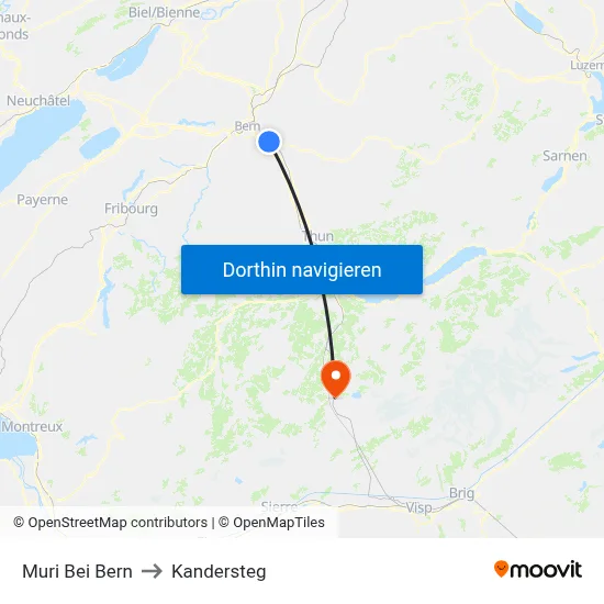 Muri Bei Bern to Kandersteg map