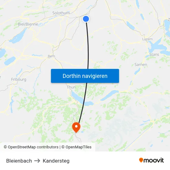 Bleienbach to Kandersteg map