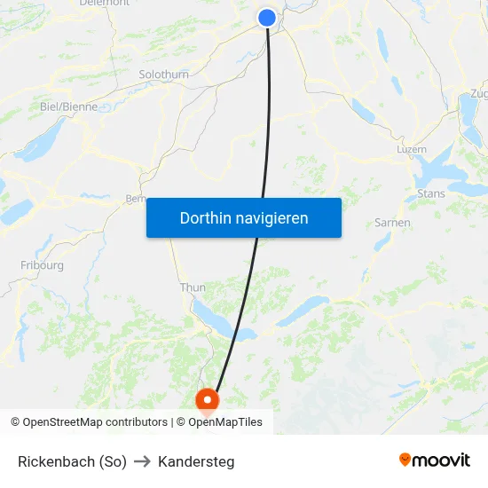 Rickenbach (So) to Kandersteg map