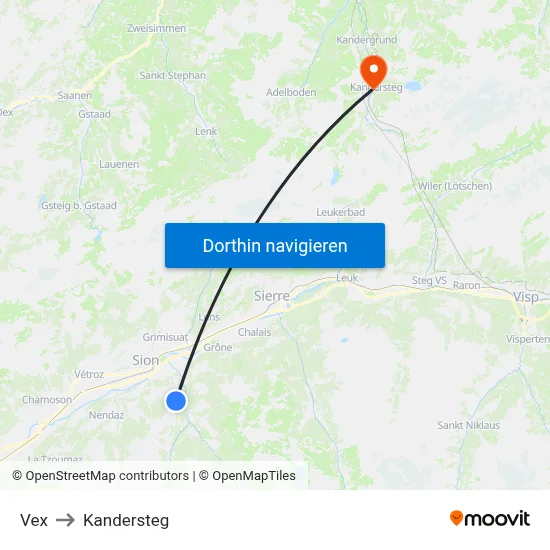 Vex to Kandersteg map