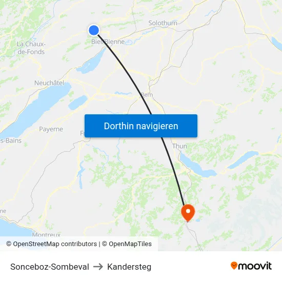 Sonceboz-Sombeval to Kandersteg map