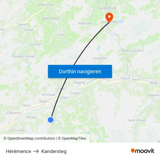 Hérémence to Kandersteg map