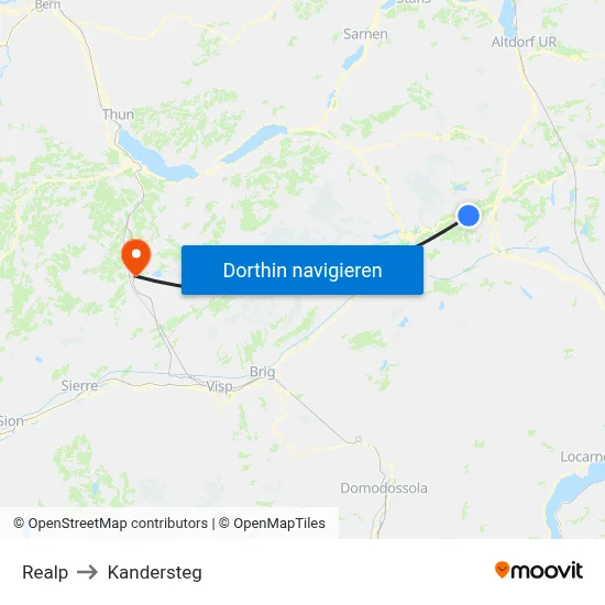 Realp to Kandersteg map