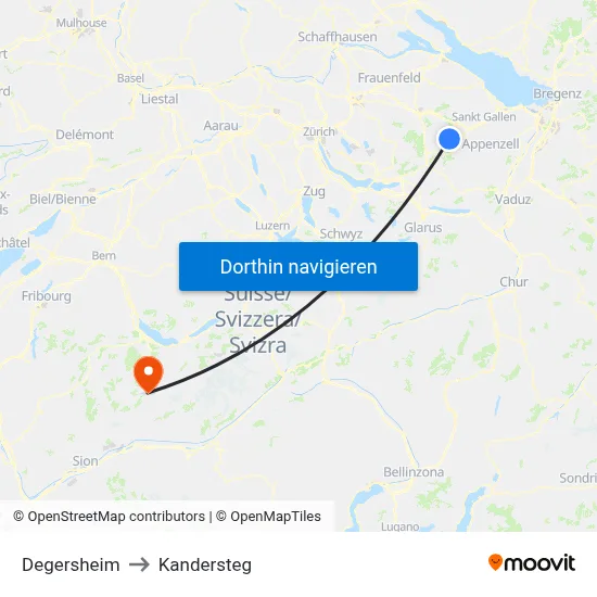 Degersheim to Kandersteg map