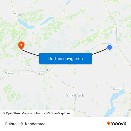 Quinto to Kandersteg map