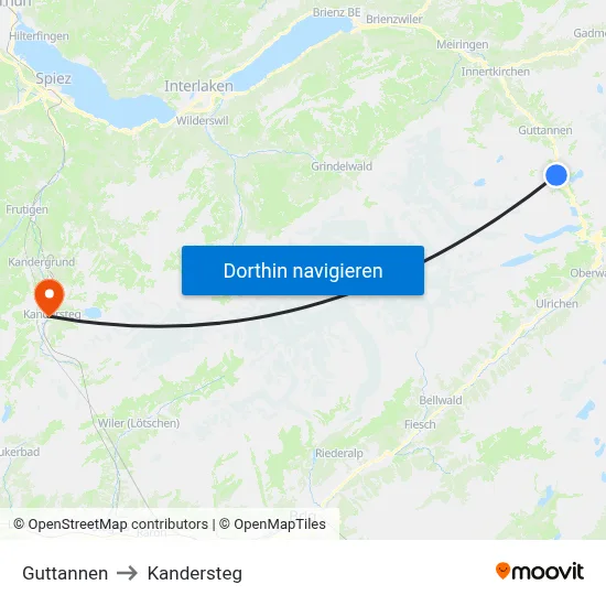 Guttannen to Kandersteg map