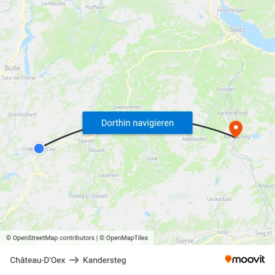Château-D'Oex to Kandersteg map