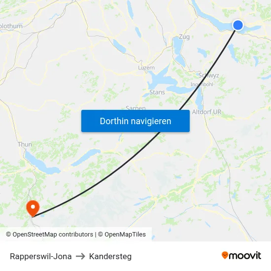 Rapperswil-Jona to Kandersteg map