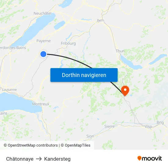 Châtonnaye to Kandersteg map