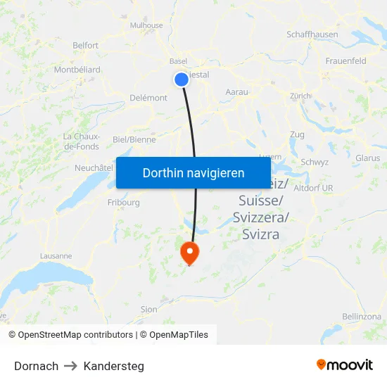 Dornach to Kandersteg map