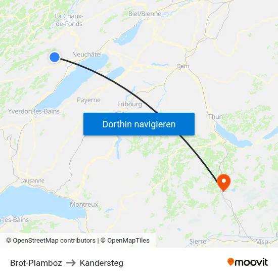 Brot-Plamboz to Kandersteg map