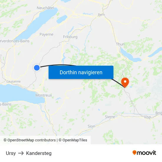 Ursy to Kandersteg map