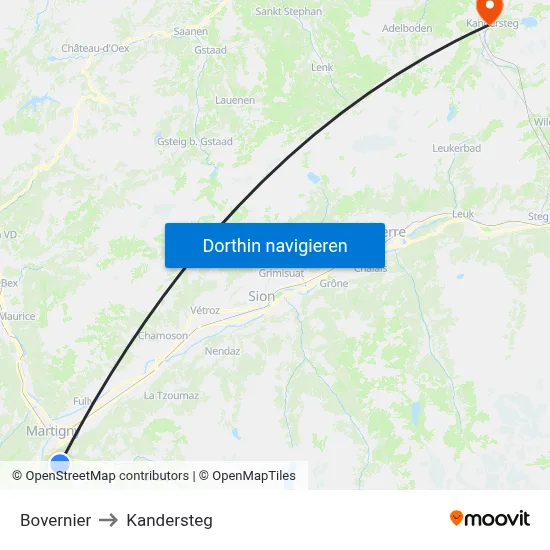 Bovernier to Kandersteg map