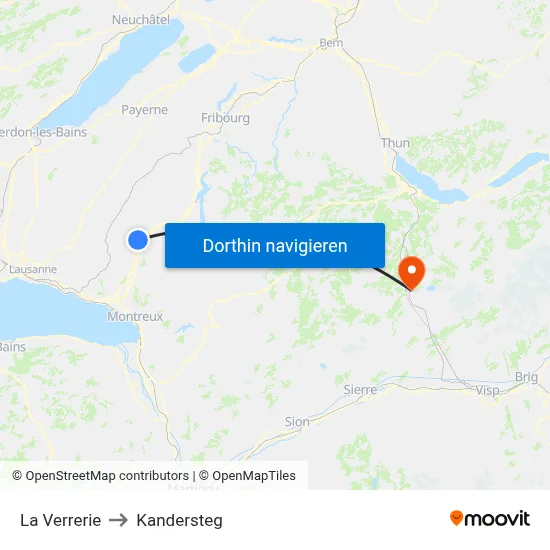 La Verrerie to Kandersteg map