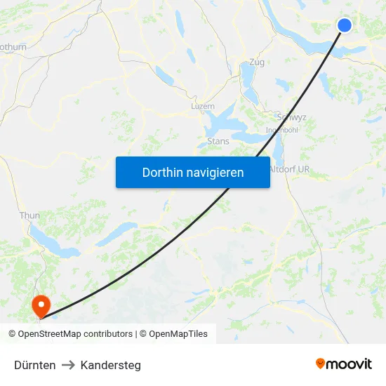Dürnten to Kandersteg map