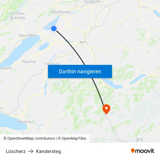 Lüscherz to Kandersteg map