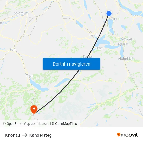 Knonau to Kandersteg map