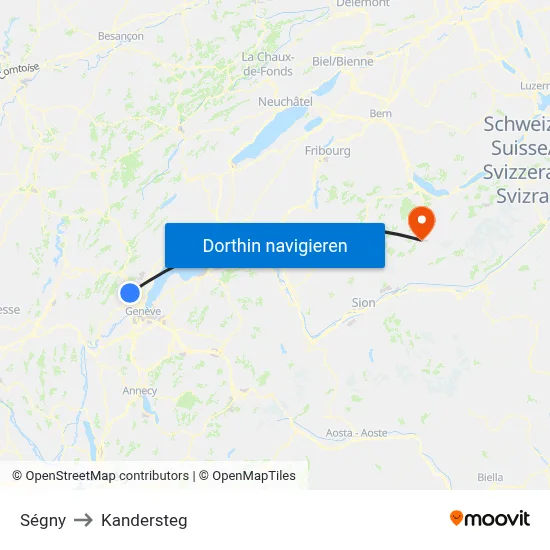 Ségny to Kandersteg map