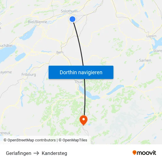 Gerlafingen to Kandersteg map