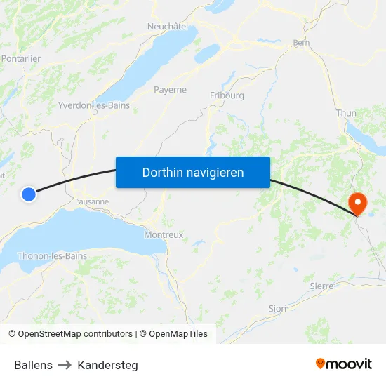 Ballens to Kandersteg map