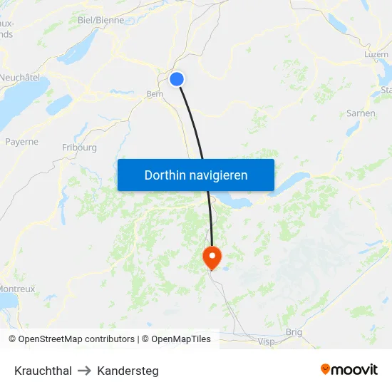 Krauchthal to Kandersteg map