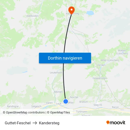 Guttet-Feschel to Kandersteg map