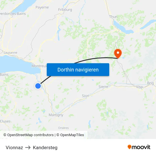 Vionnaz to Kandersteg map