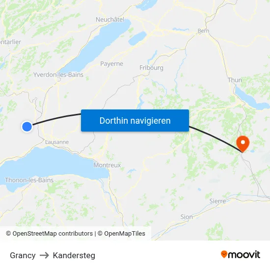 Grancy to Kandersteg map