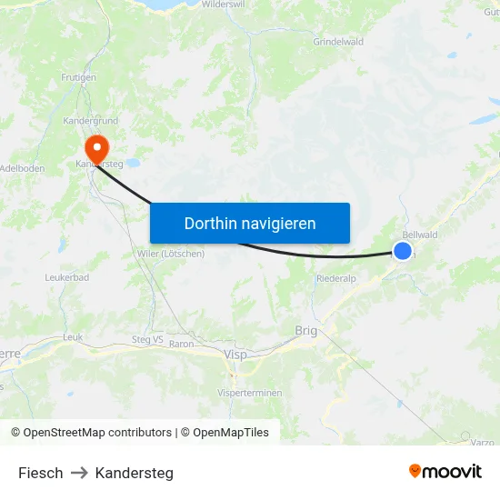 Fiesch to Kandersteg map