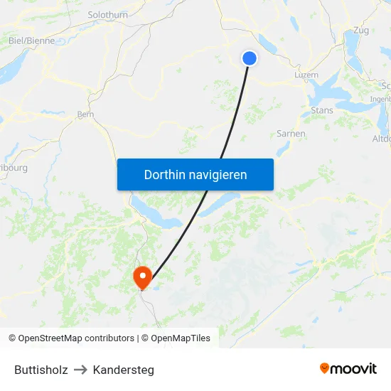 Buttisholz to Kandersteg map
