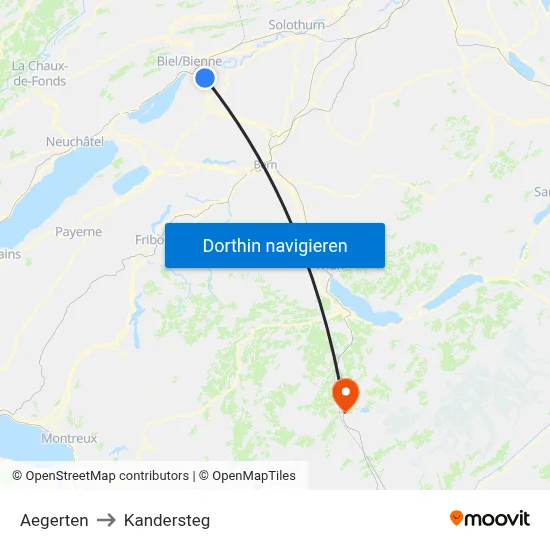 Aegerten to Kandersteg map