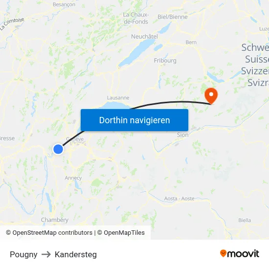 Pougny to Kandersteg map