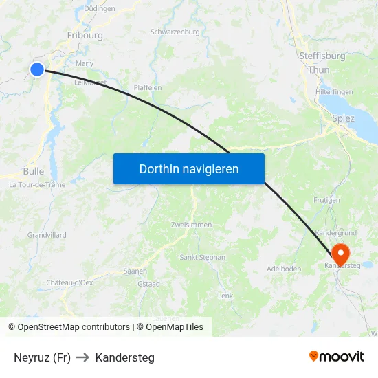 Neyruz (Fr) to Kandersteg map
