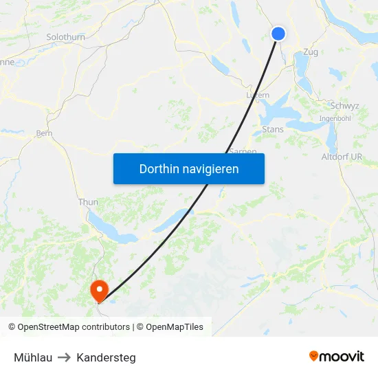 Mühlau to Kandersteg map