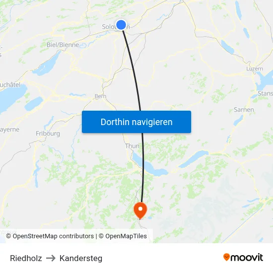 Riedholz to Kandersteg map