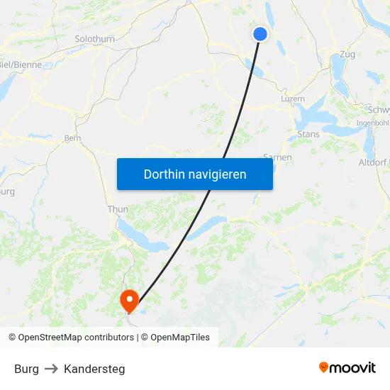 Burg to Kandersteg map
