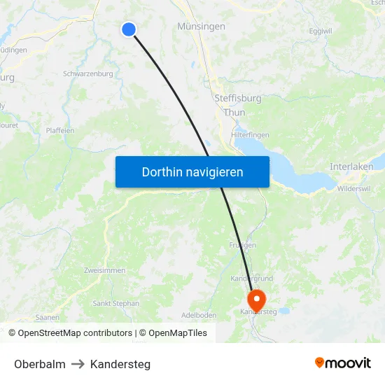Oberbalm to Kandersteg map