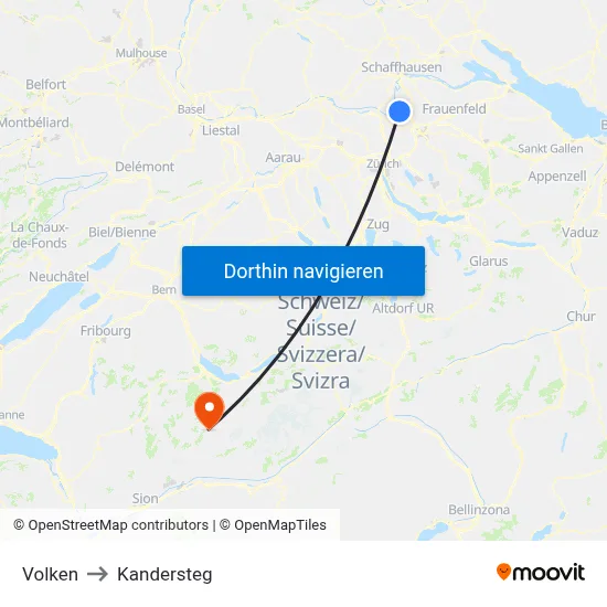 Volken to Kandersteg map