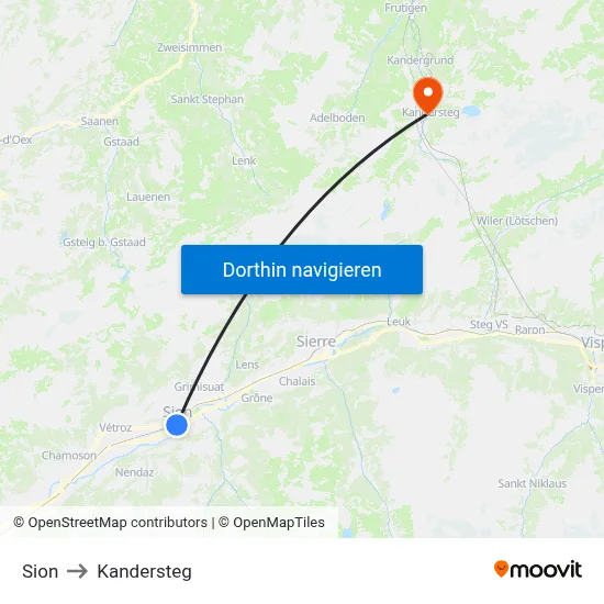 Sion to Kandersteg map