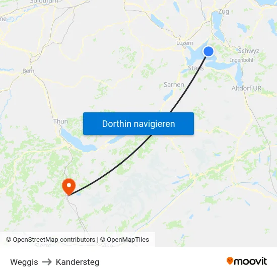 Weggis to Kandersteg map